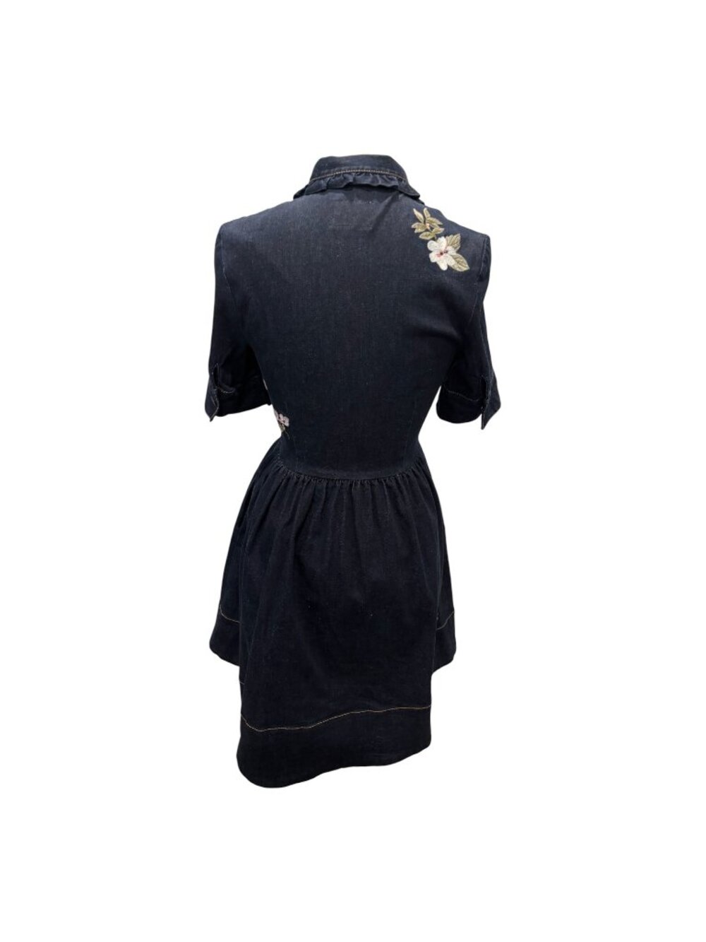 Kate Spade Embroidered Denim Shirt Dress Women’s 4? (See Measurements) Ruffle Bu - Picture 4 of 9